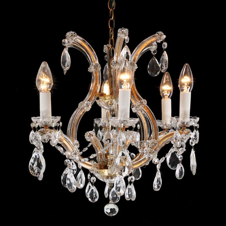 Vintage 6 light Maria Theresa crystal chandelier. Made in Italy. C.1960’s.