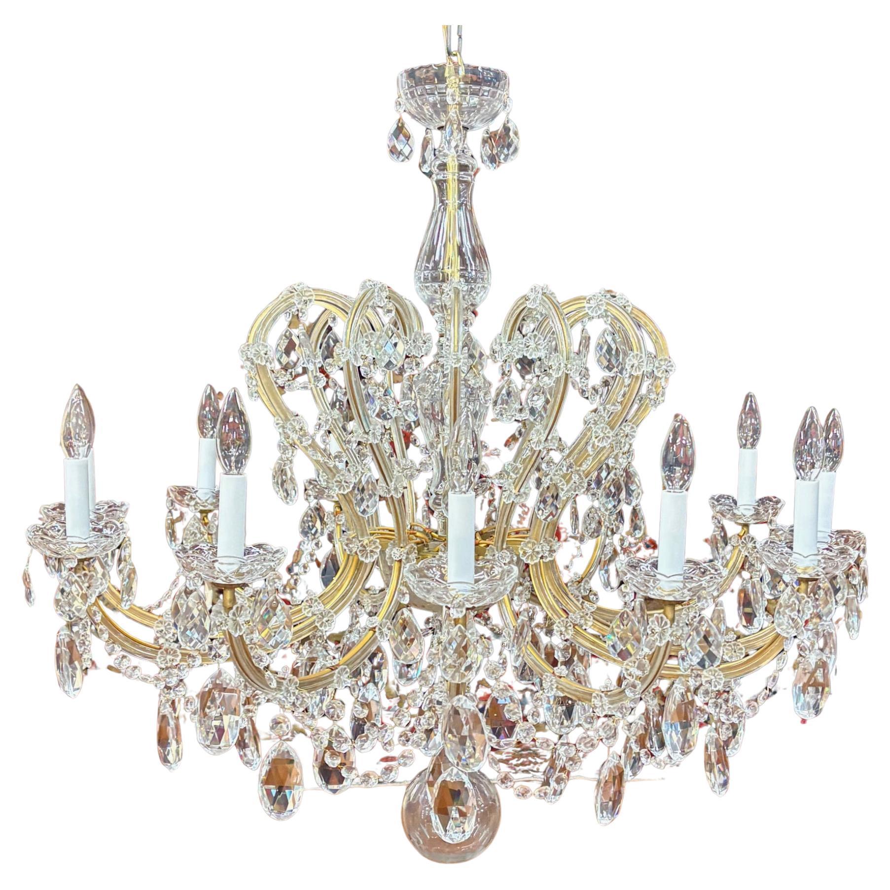 Vintage Maria Thersea Crystal 12 Light Chandelier 36 X 39 X 39 For Sale
