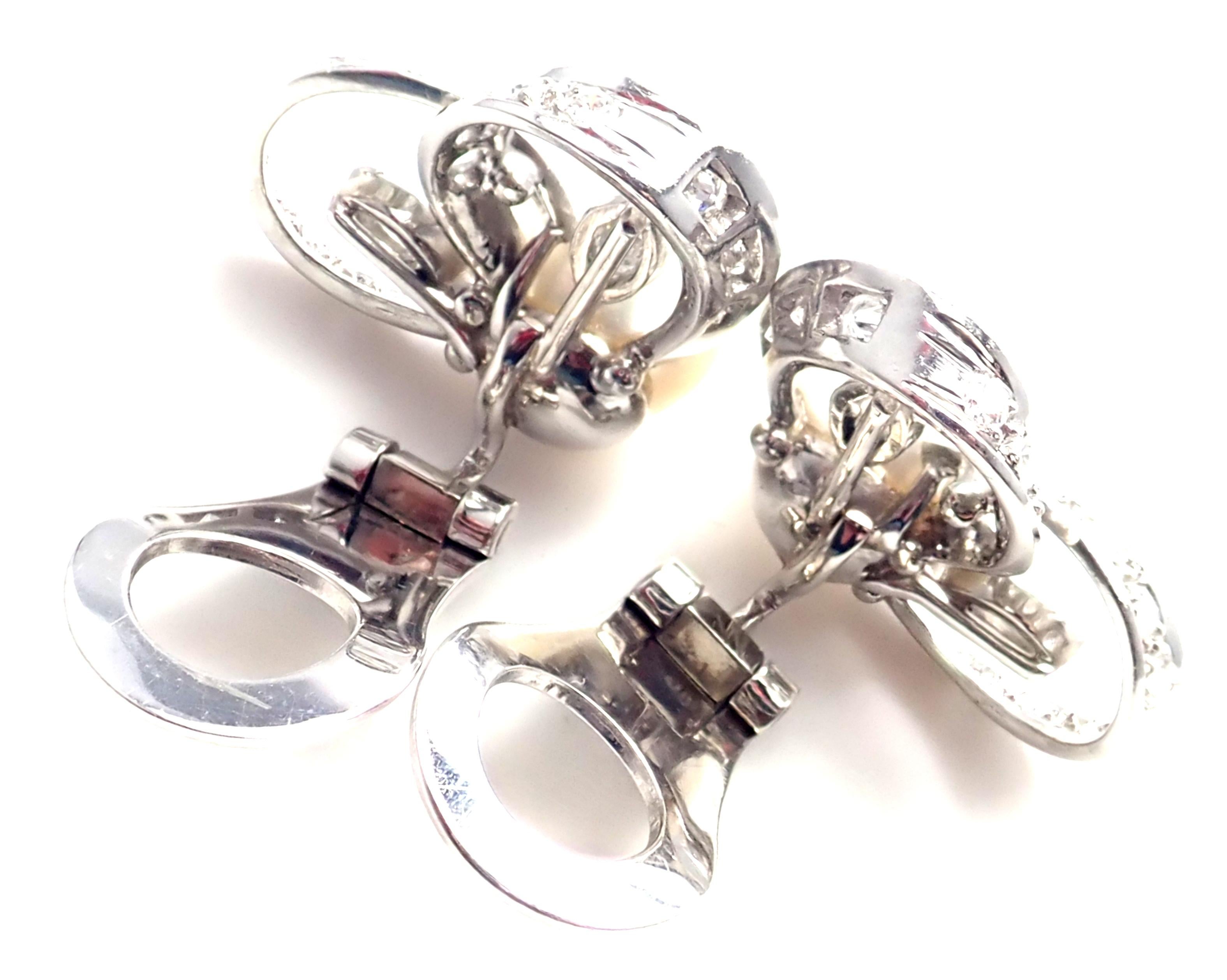 Marianne Ostier Boucles d'oreilles vintage en platine avec diamants et perles en vente 4