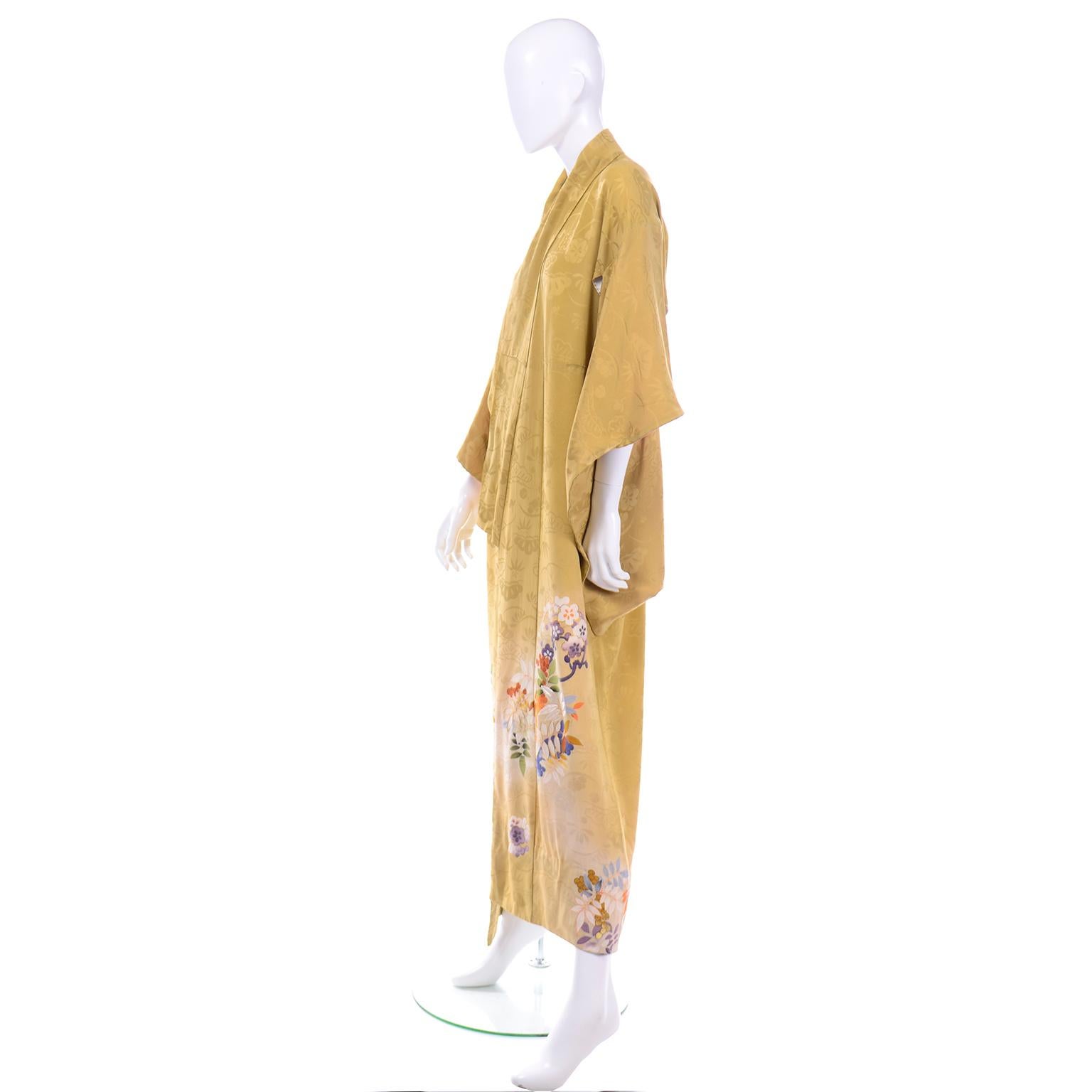 yellow embroidered kimono