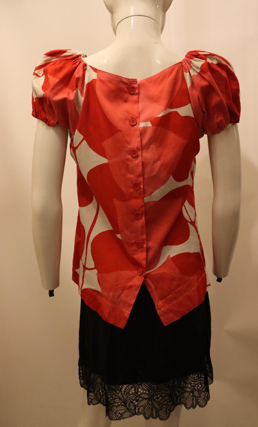Red Vintage Marimekko Cotton Top For Sale