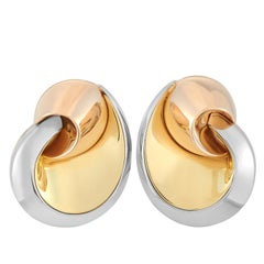 Vintage Marina B. 18 Karat Tri-Gold Ear Clip and Brooch Set