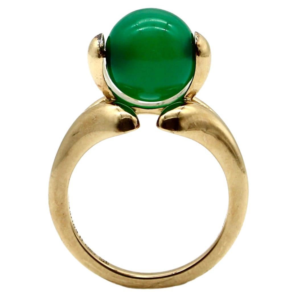 Vintage Marina B 18K Gold Chalcedony Orb Ring  For Sale