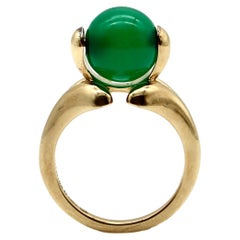 Vintage Marina B 18K Gold Chalcedony Orb Ring 