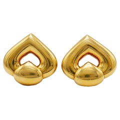 Vintage Marina B 18k Yellow Gold Heart Earrings Clip-On