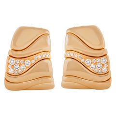 Vintage Marina B. Huggie Style Diamond Ear Clips in 18 Karat Yellow Gold