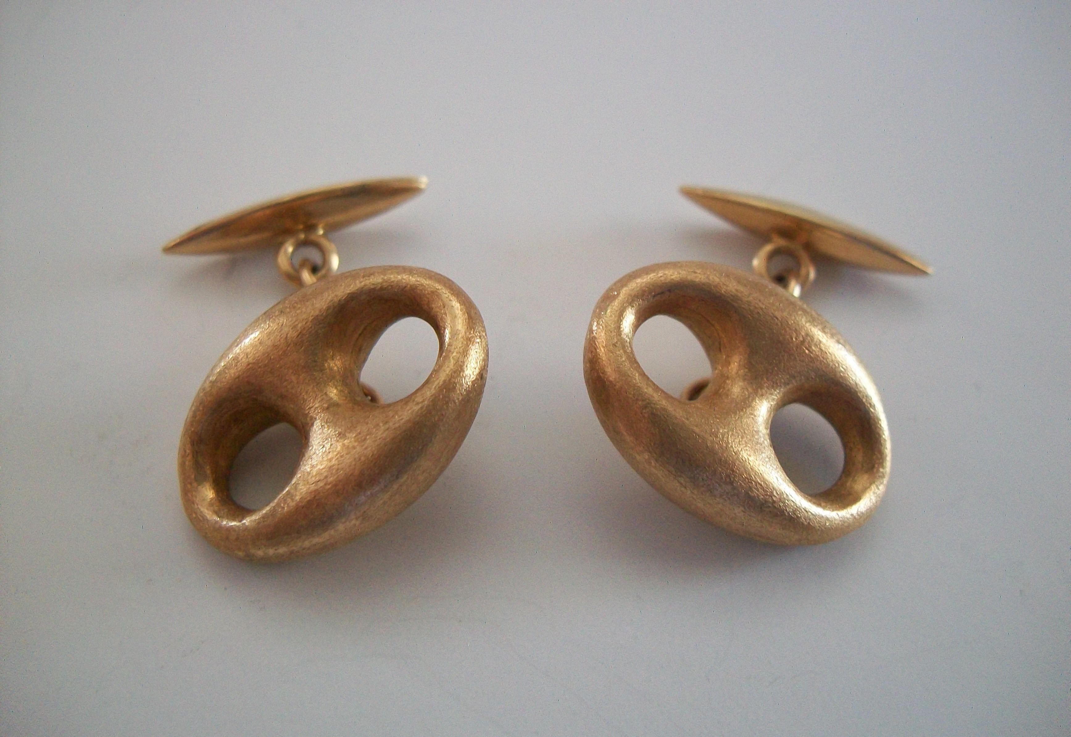 Vintage Mariner Link 18K Gold Cufflinks - Italy (Arezzo) - Mid 20th Century For Sale 3
