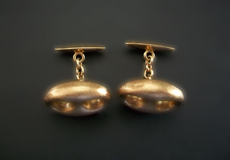 Boutons De Manchette Arezzo Italie En Or Jaune 18 Carats Avec Or Blanc - Vintage En Excellent état