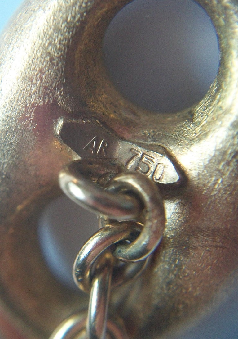 Boutons De Manchette En Or 18 Carats Arezzo Italie - Or Jaune Avec Finitions Or Blanc - Vintage