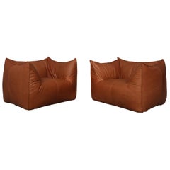 Vintage Mario Bellini Bambole Leather Lounge Chair by for B&B Italia