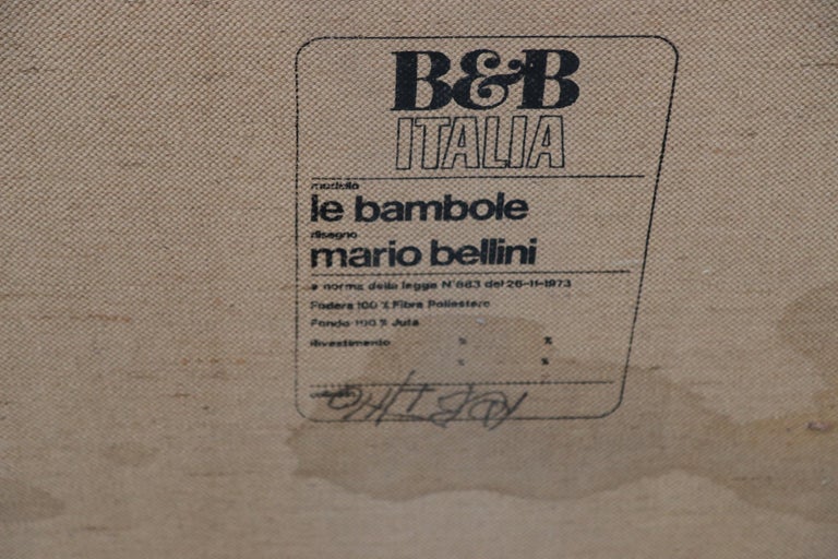 Vintage Mario Bellini Bambole Loveseat for B&B, Italia, 1970, Cognac Leather For Sale 4