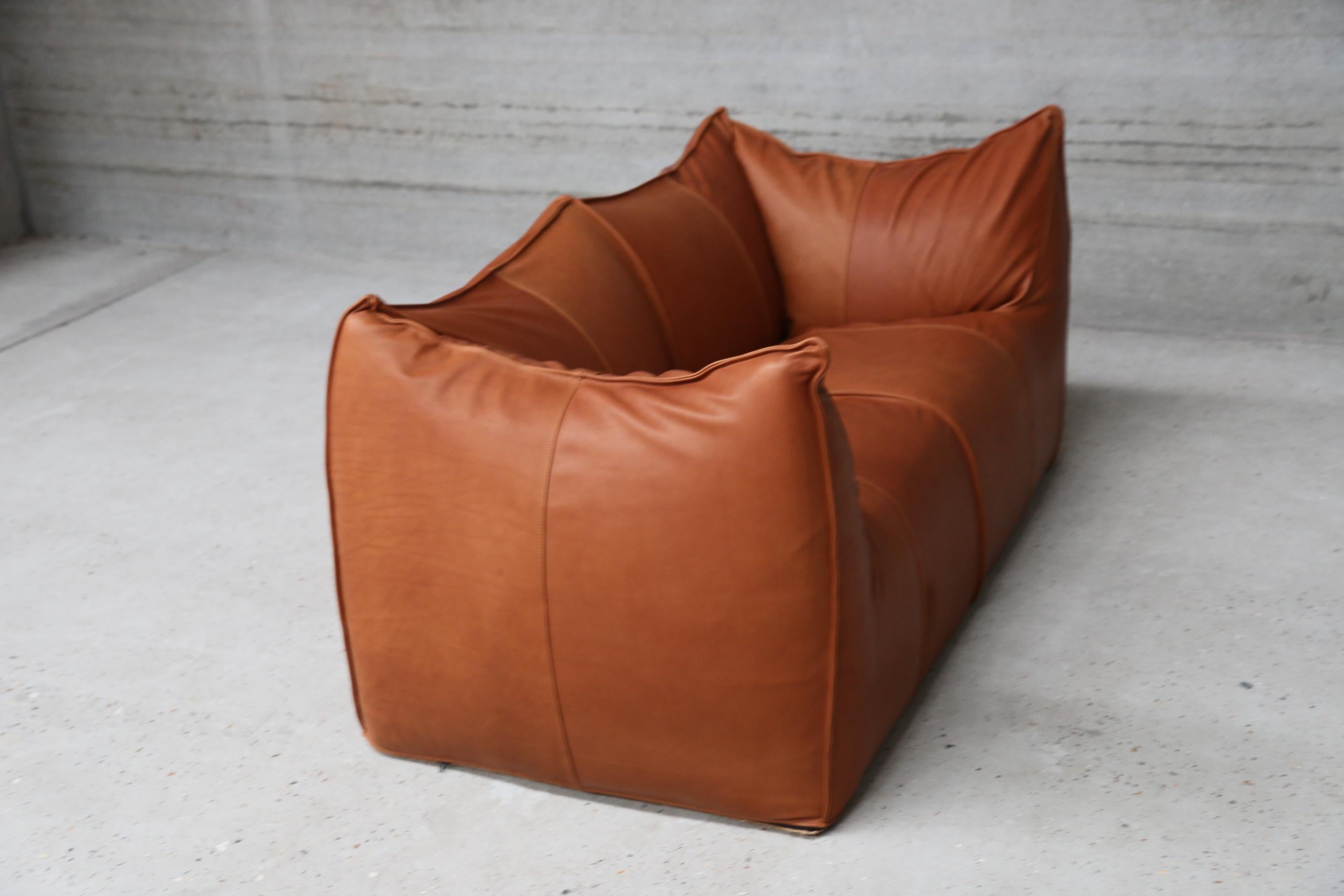 Vintage Mario Bellini Bambole Loveseat for B&B, Italia, 1970, Cognac Leather In Excellent Condition For Sale In Ostend, BE