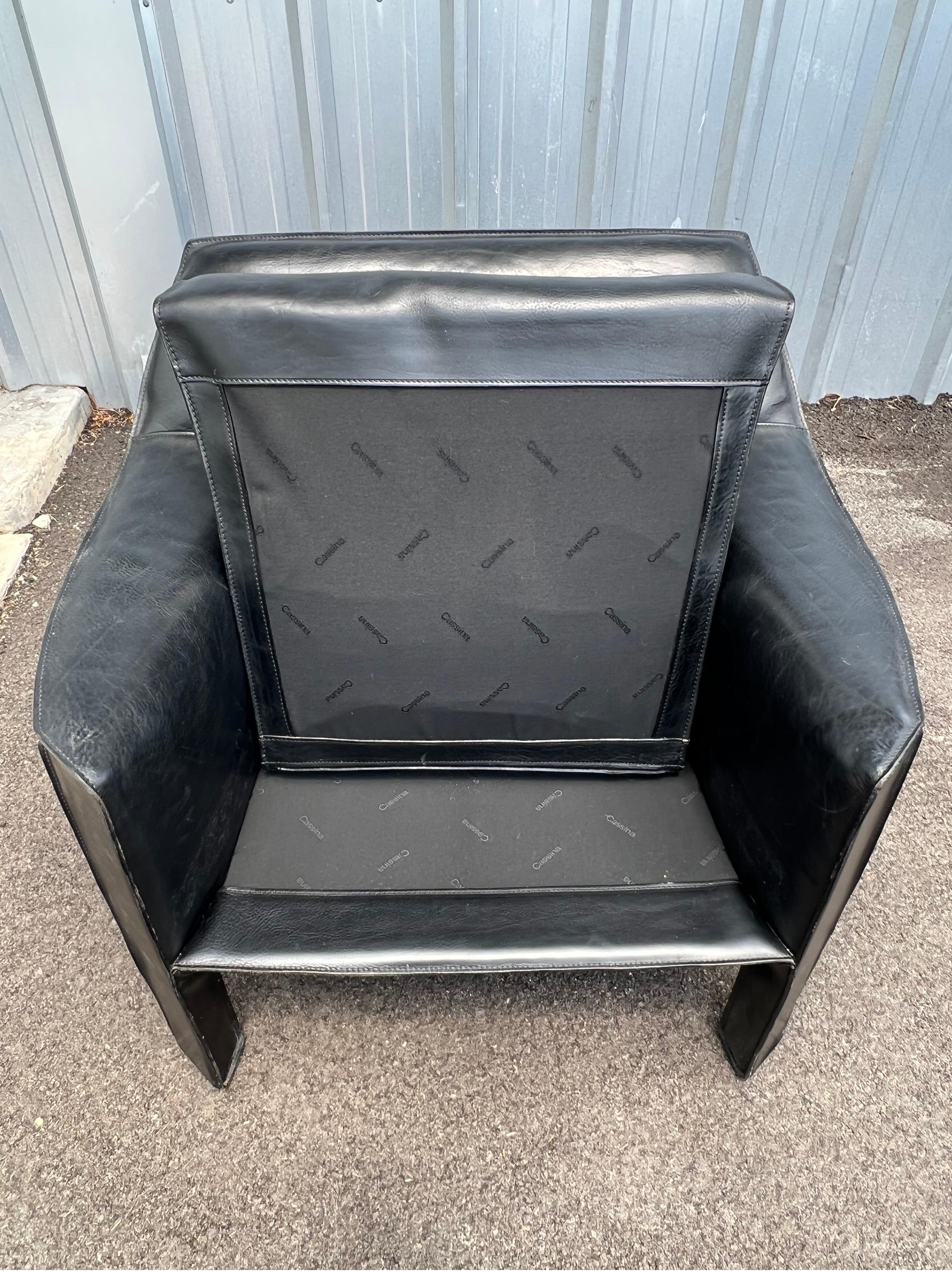 Italian Vintage Mario Bellini for Cassina Cab 415 Leather Chair, Circa 1980s