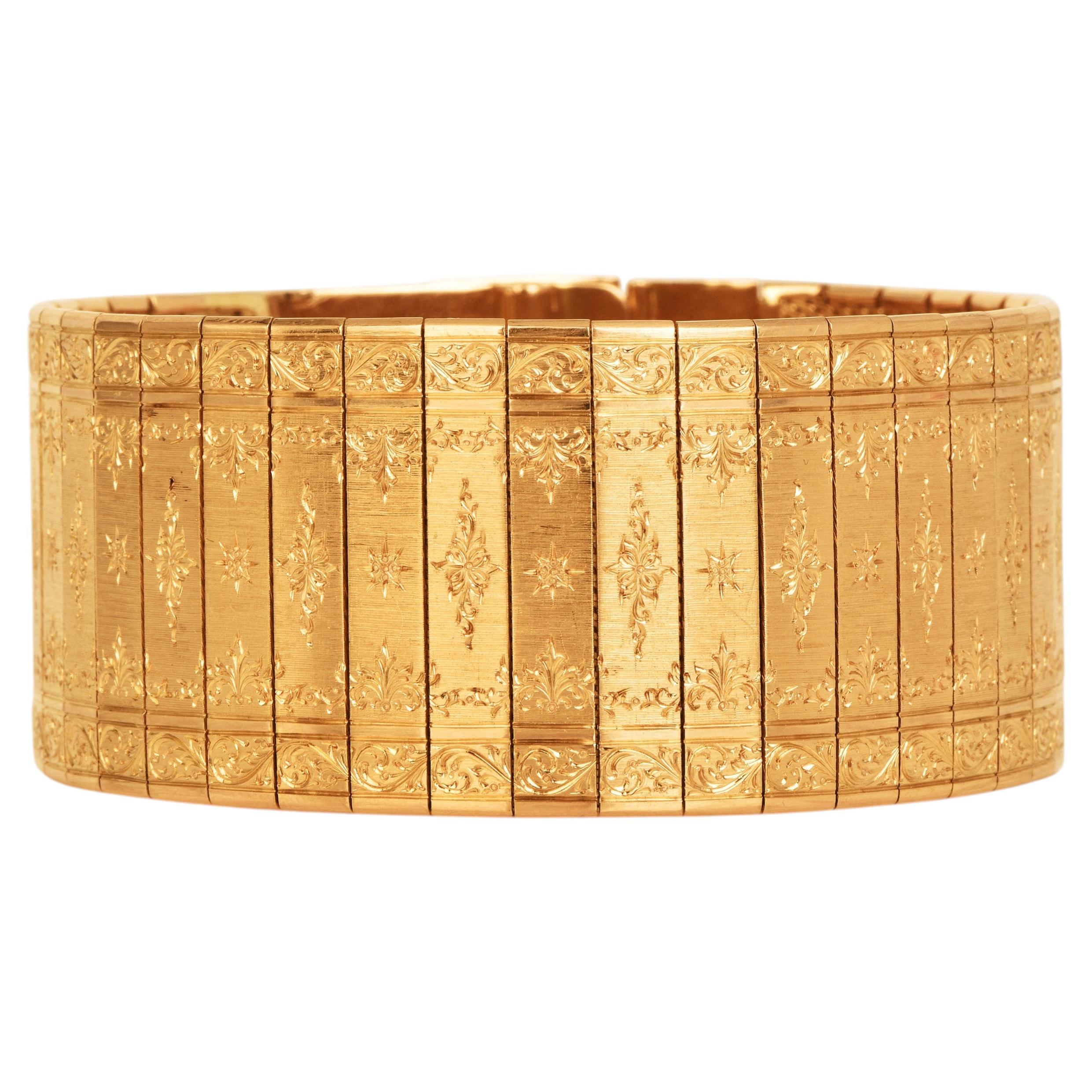 Vintage Mario Buccellati 18K Gold Filigree Wide Wrap Bracelet