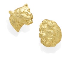 Vintage Mario Buccellati 18k Yellow Gold Lion & Lioness Ear Clips