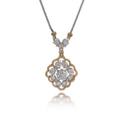 Collana vintage con ciondolo floreale in oro 18 carati con diamanti di Mario Buccellati