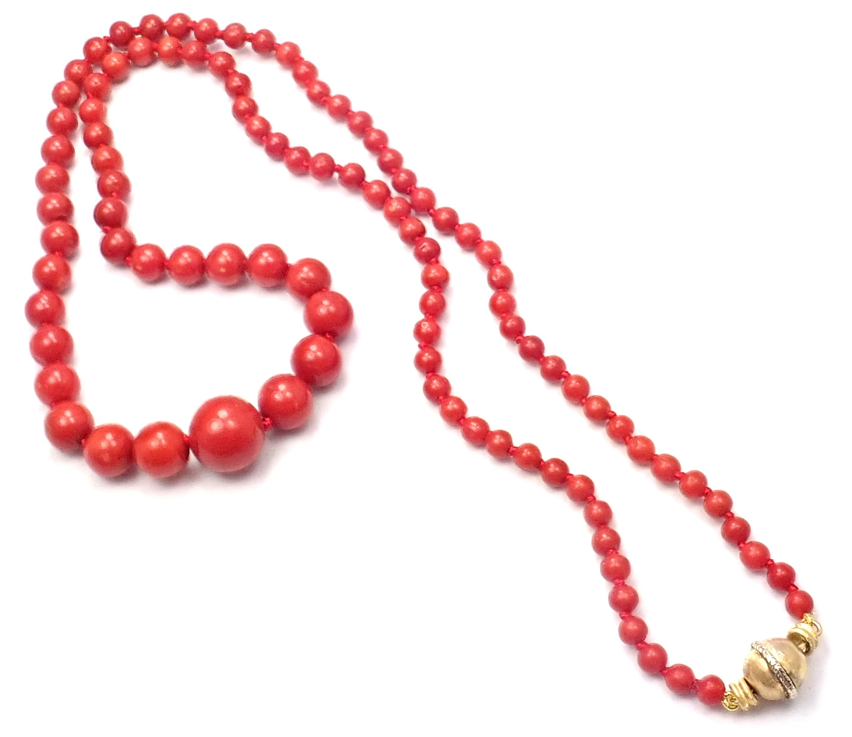 vintage red coral bead necklace