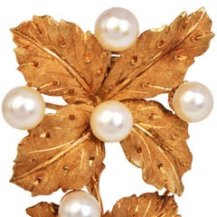 Broche vintage « Mario Buccellati Pear » en or 18 carats en forme de trèfle à quatre feuilles