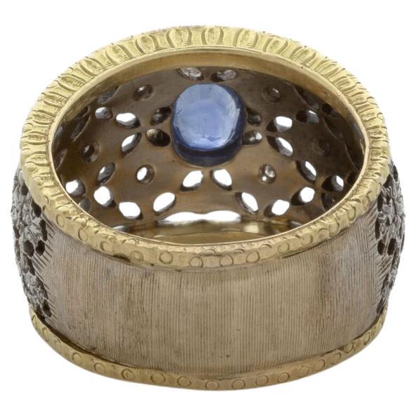 Retro Vintage Mario Buccellati Sapphire And Diamond Ring For Sale