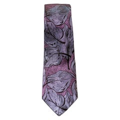 Used Mario Ferrari 100% silk tie decorated with lilac flowers