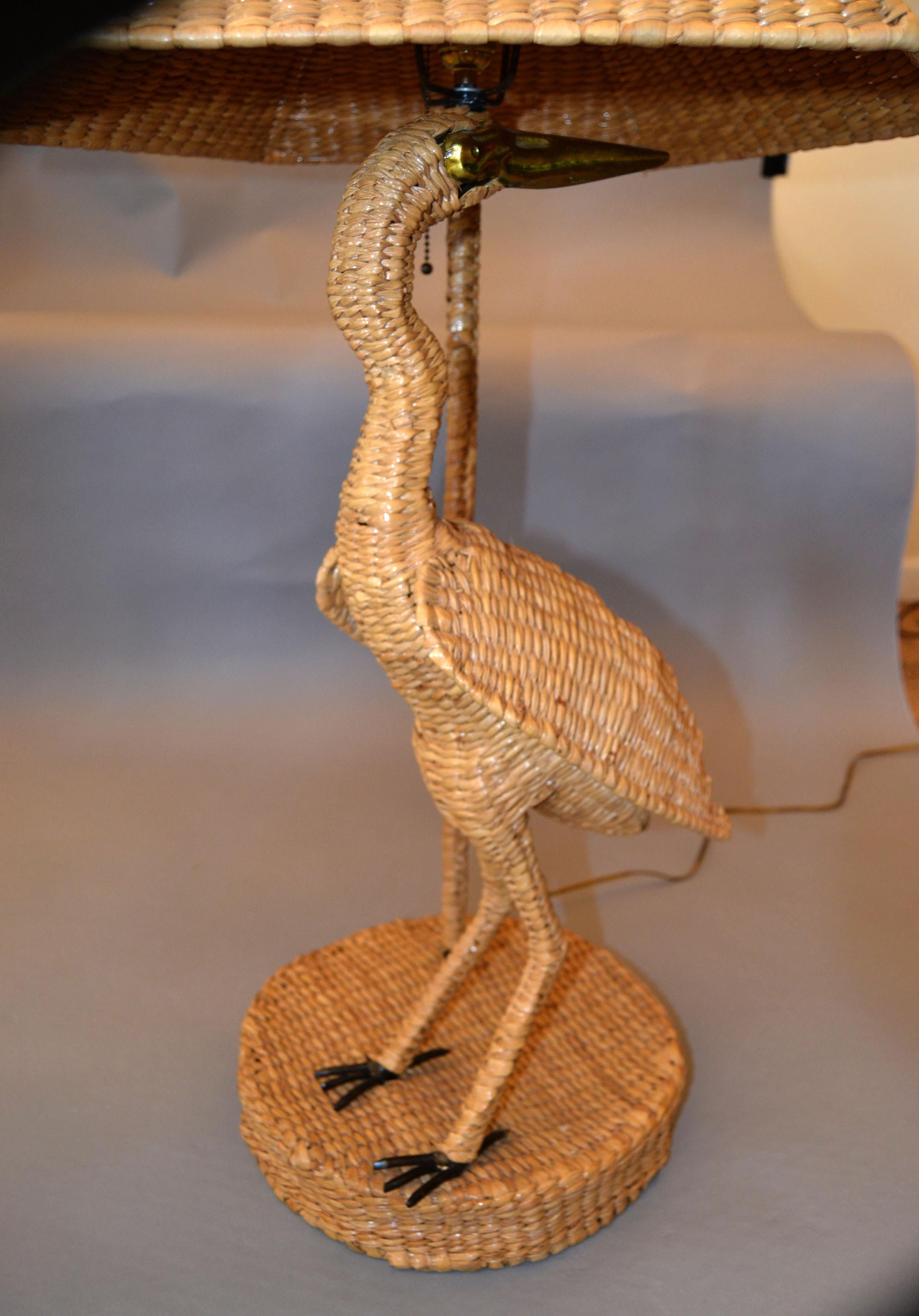rattan egret lamp