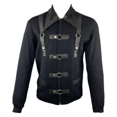 Antique MARIO RICCI Size M Black Wool Snaps Long Sleeve Shirt