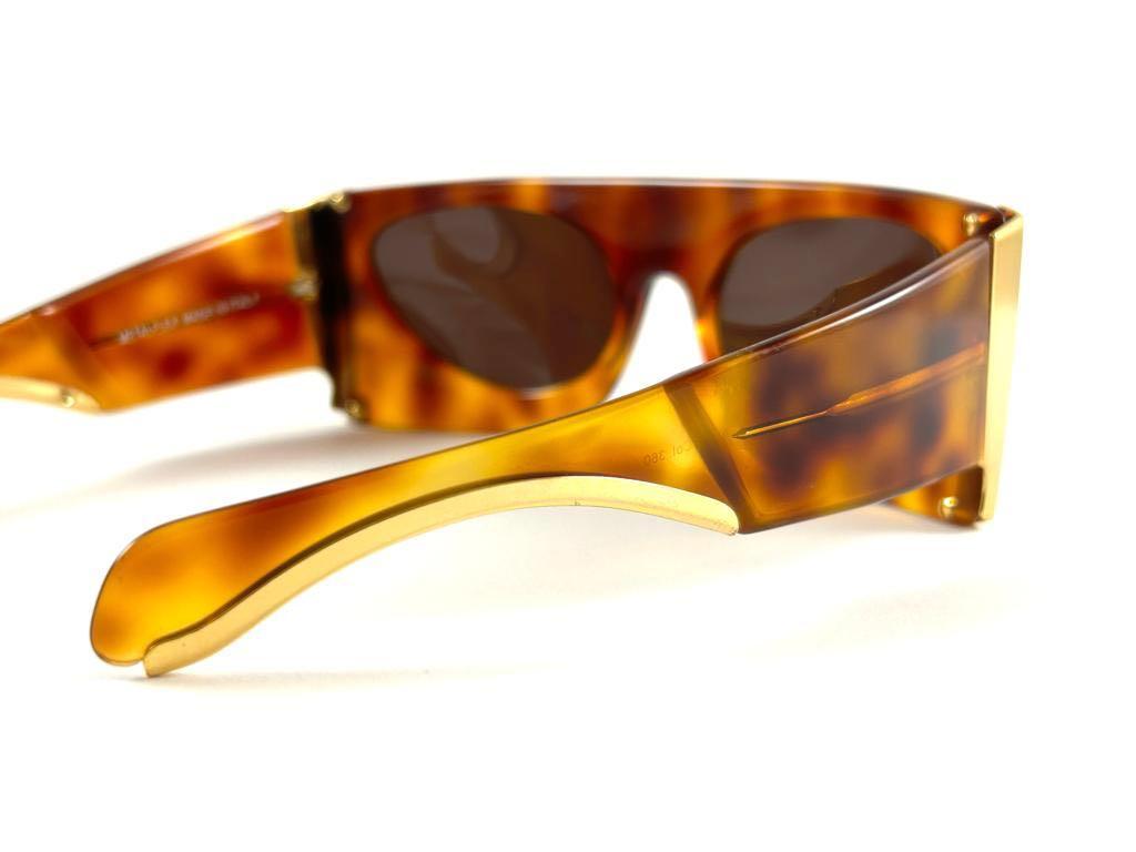 Brown Vintage Mario Valentino Tortoise Theatrical  1980's Sunglasses Made In Italy For Sale