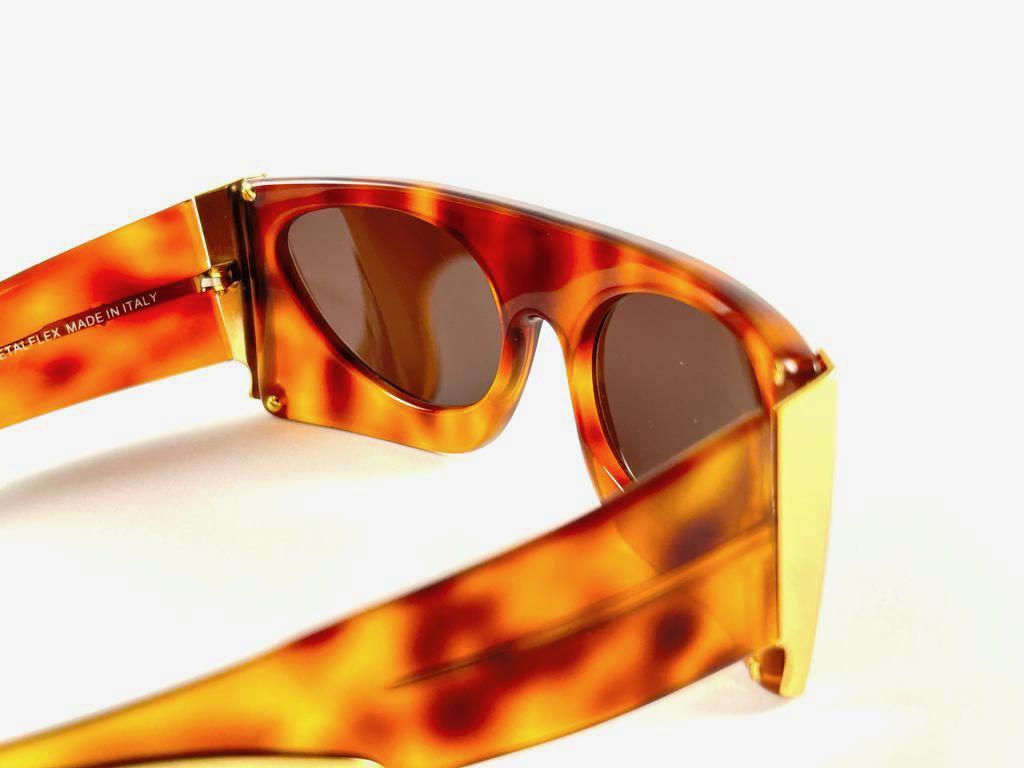 Women's or Men's Vintage Mario Valentino Tortoise Theatrical  1980's Sunglasses Made In Italy For Sale