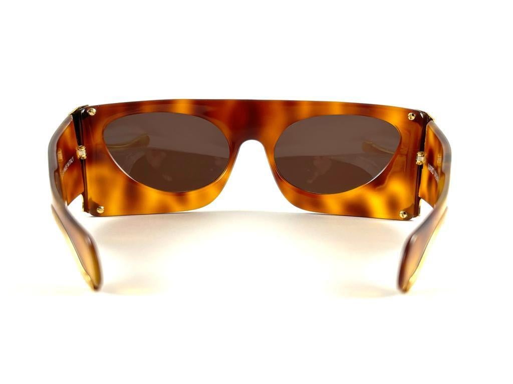Vintage Mario Valentino Tortoise Theatrical  1980's Sunglasses Made In Italy For Sale 1