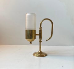Vintage Maritime Oil Lamp in Brass & Glass by Cawa Denmark