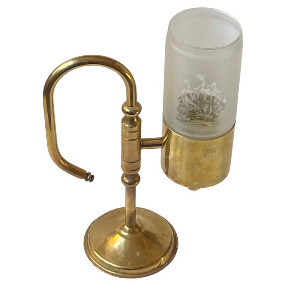Vintage Maritime Oil Lamp in Brass 
Glass by Cawa Denmark For Sale