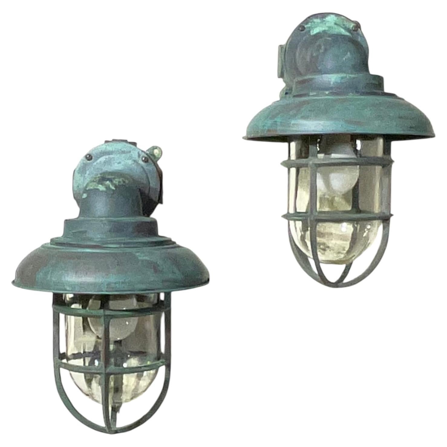 Vintage Maritime massivem Kupfer & Messing Sconces Größe 14" hoch x 9" breit x 10" tief im Angebot