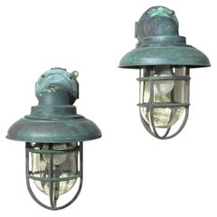 Vintage Maritime Solid Copper & Brass Sconces Size 14” high x 9” wide x 10” deep