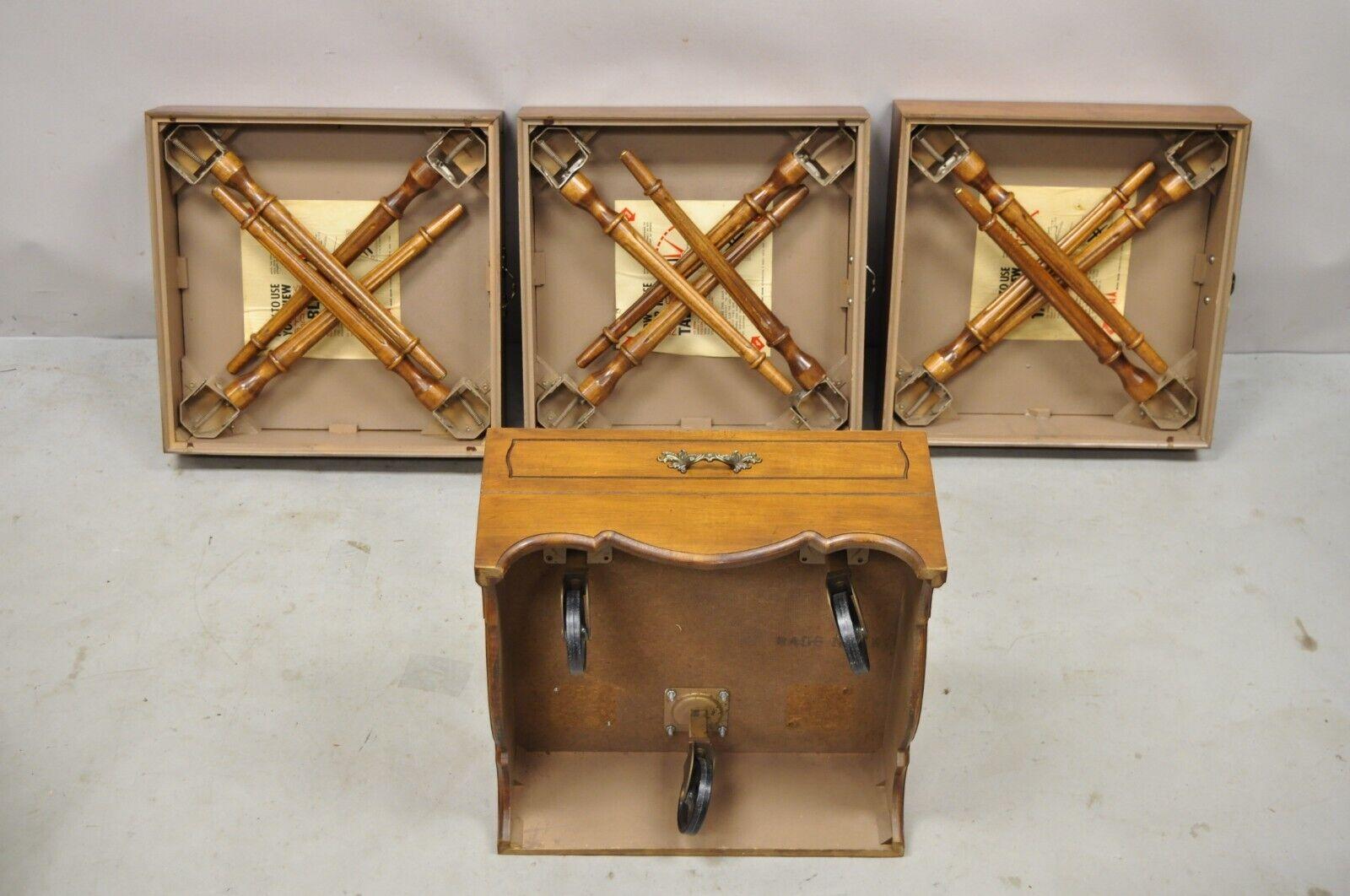 Veneer Vintage Mark Adam Co. Mid-Century Modern Stacking Folding Leg Tables, Set of 3 For Sale