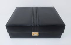 Mark Cross Boîte à bijoux vintage en cuir noir