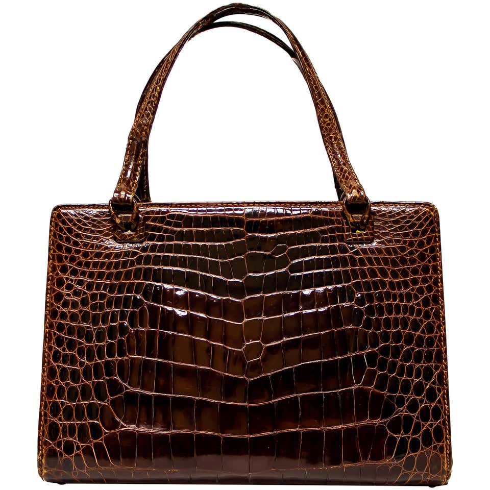 Vintage Mark Cross Chestnut Crocodile Handbag at 1stDibs | vintage mark ...