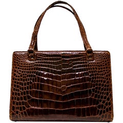 Vintage Mark Cross Chestnut Crocodile Handbag