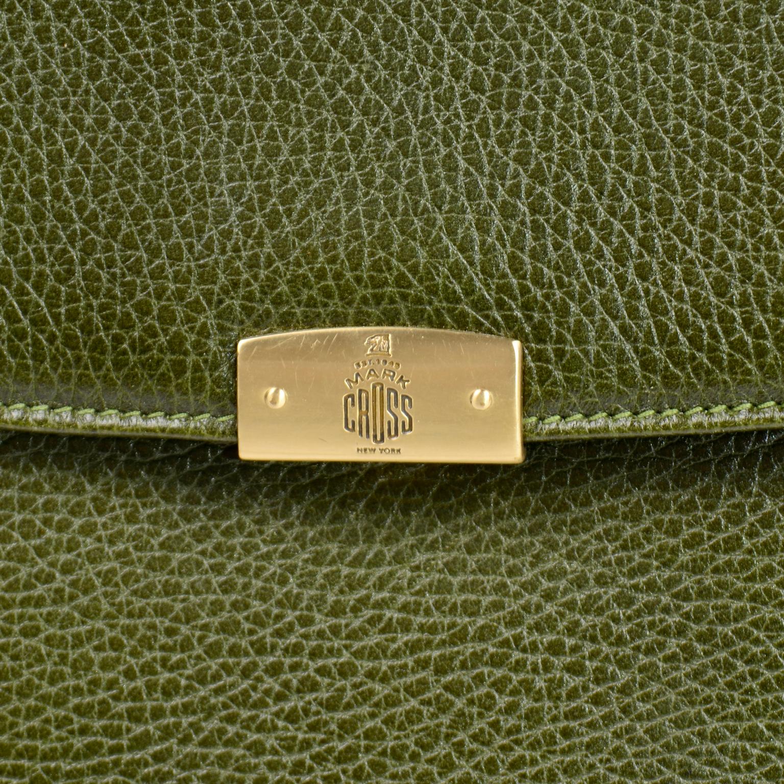 Vintage Mark Cross Green Pebble Leather Top Handle or Shoulder Bag 3