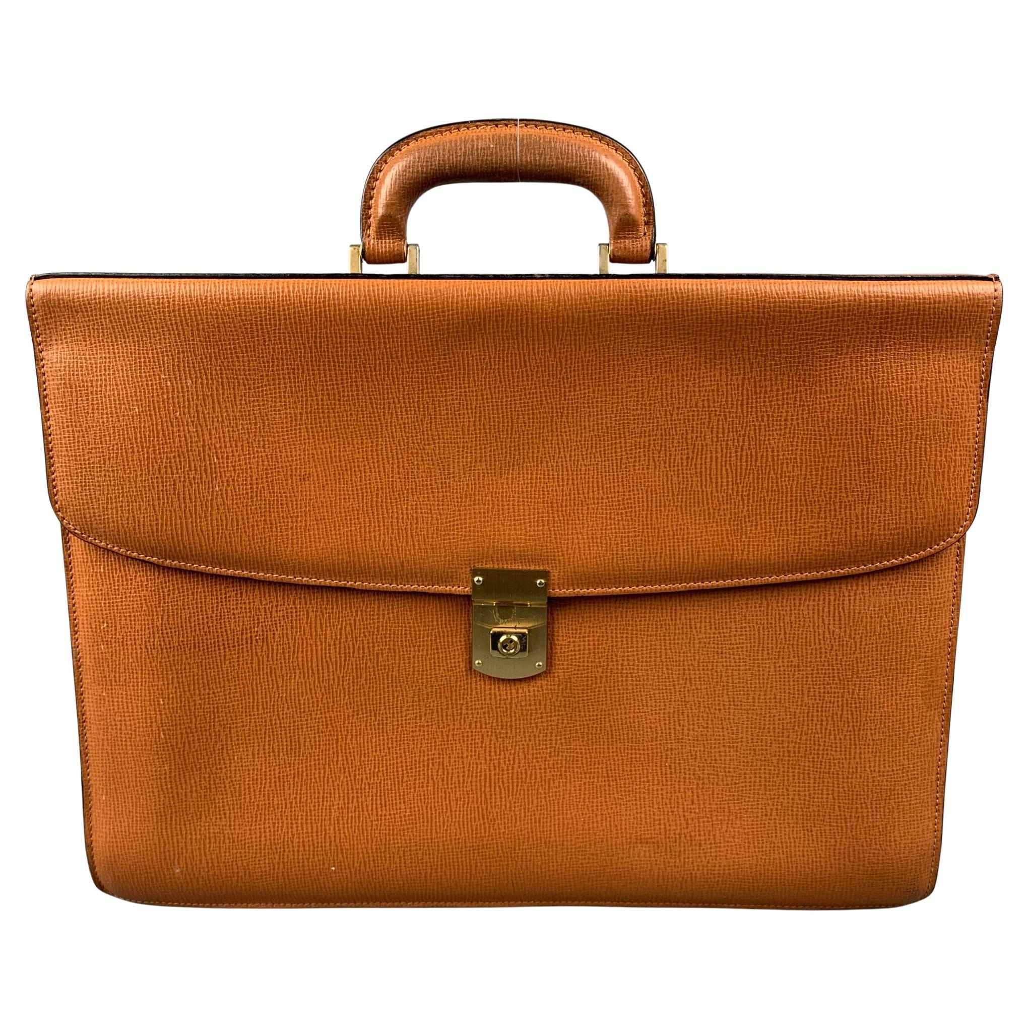 Vintage MARK CROSS Tan Leather Brass Briefcase Bag