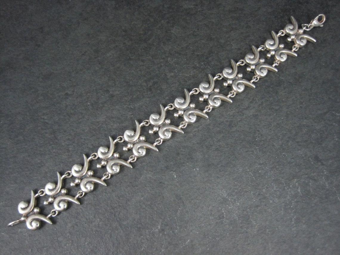 Art Nouveau Vintage Mark Wasserman Samara Bracelet Sterling Silver 7 Inches For Sale