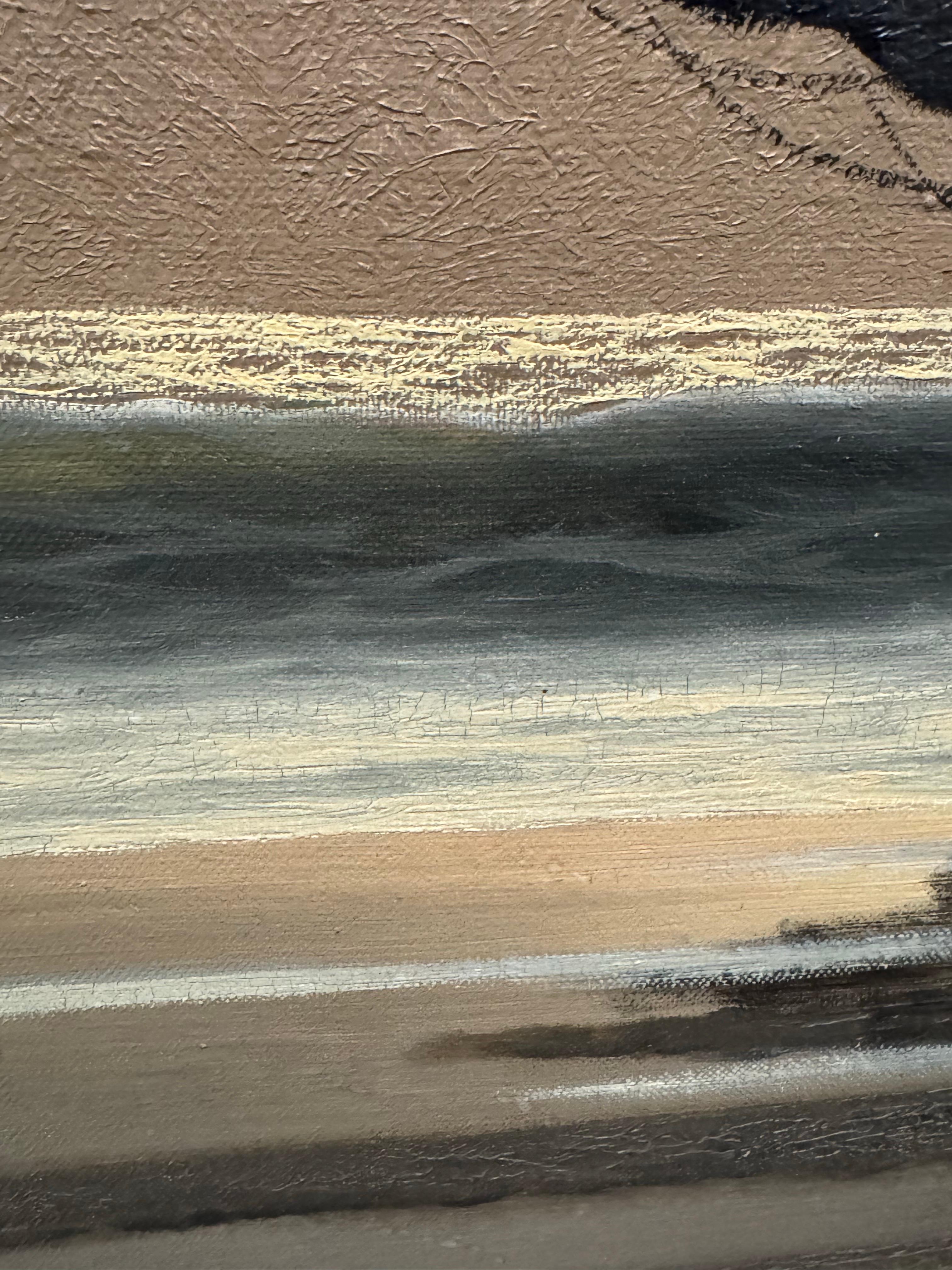 Vintage Marl Martens Maritime Scene, Seascape Oil Painting In Good Condition For Sale In San Carlos, CA