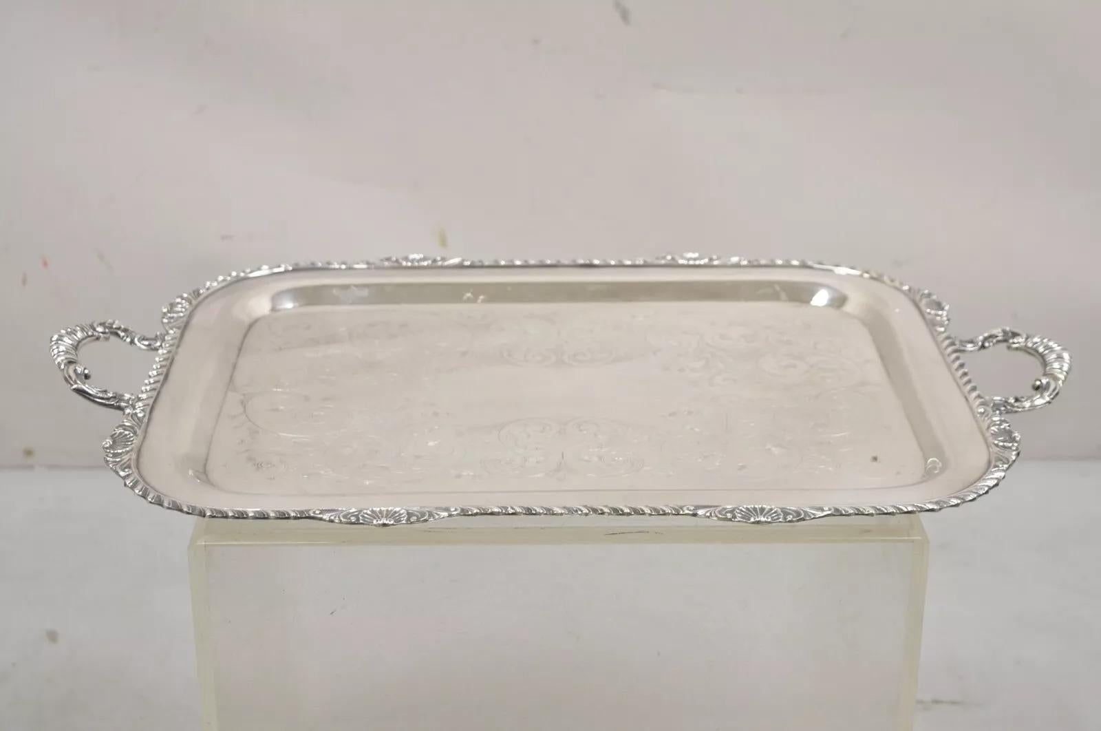 Unknown Vintage Marlboro Victorian Style Silver Plated Butlers Serving Platter Tray For Sale