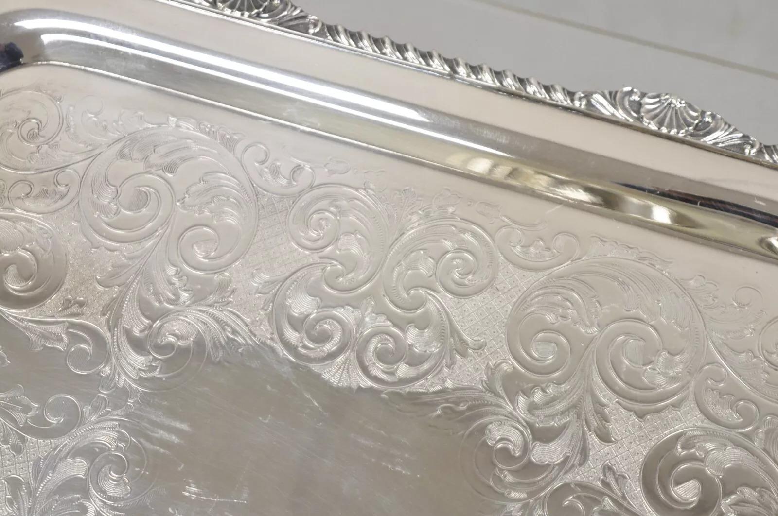 Vintage Marlboro Victorian Style Silver Plated Butlers Serving Platter Tray For Sale 1