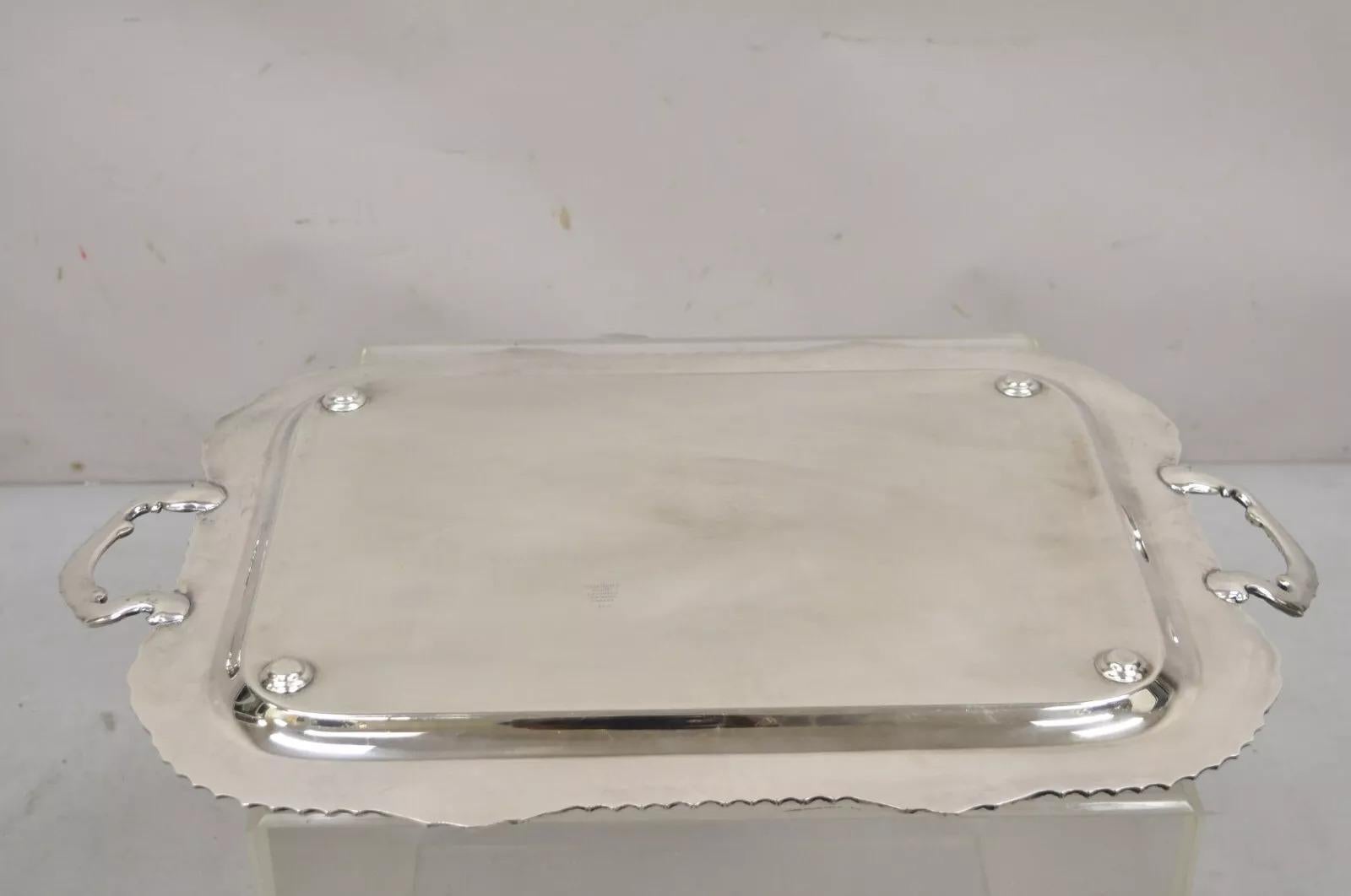 Vintage Marlboro Victorian Style Silver Plated Butlers Serving Platter Tray For Sale 4