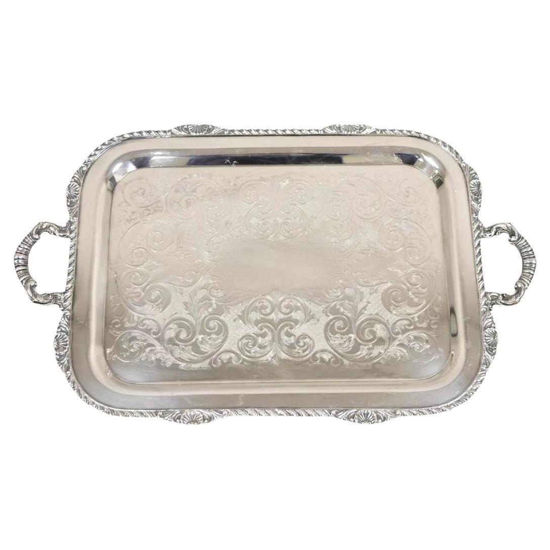 Vintage Marlboro Victorian Style Silver Plated Butlers Serving Platter Tray