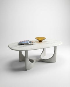 Vintage Marmorino Coffee Table With Sculptural Base, Danish Modern Style 1991
