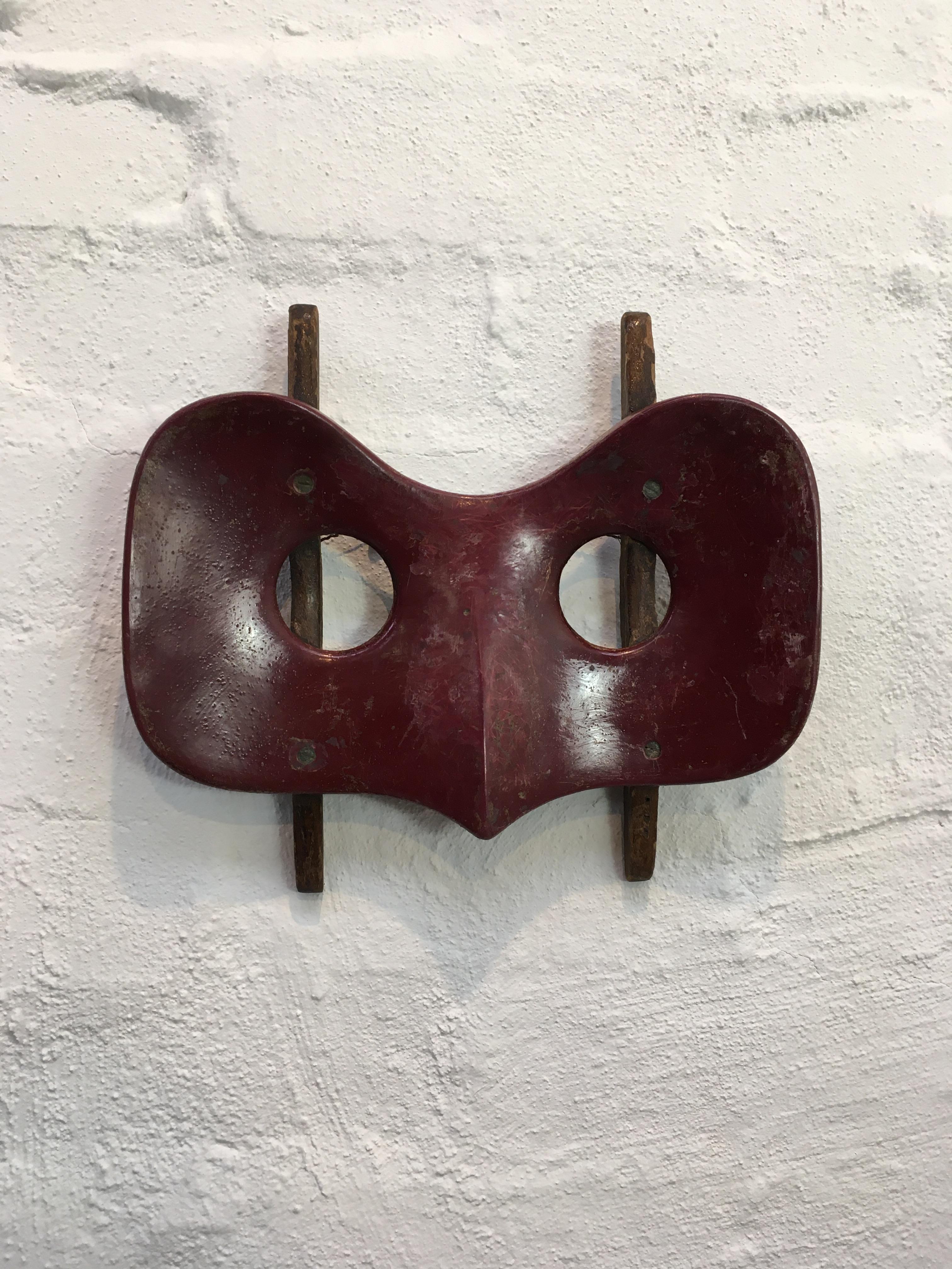 Australian Vintage Maroon Sculptural Wall Hanging Found Object Melbourne 1940s
