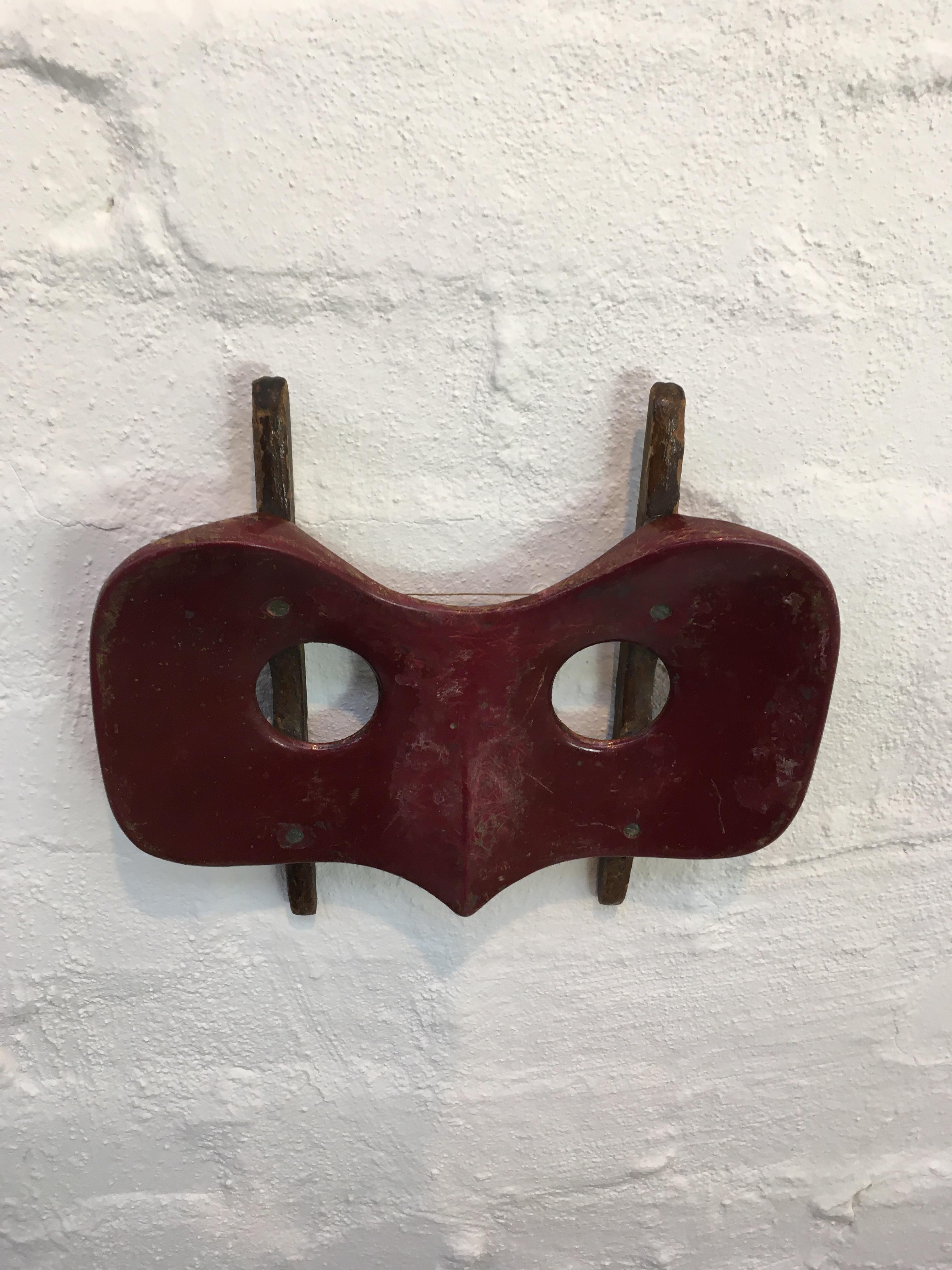 Polished Vintage Maroon Sculptural Wall Hanging Found Object Melbourne 1940s
