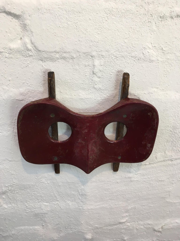 Polished Vintage Maroon Sculptural Wall Hanging Found Object Melbourne 1940s For Sale
