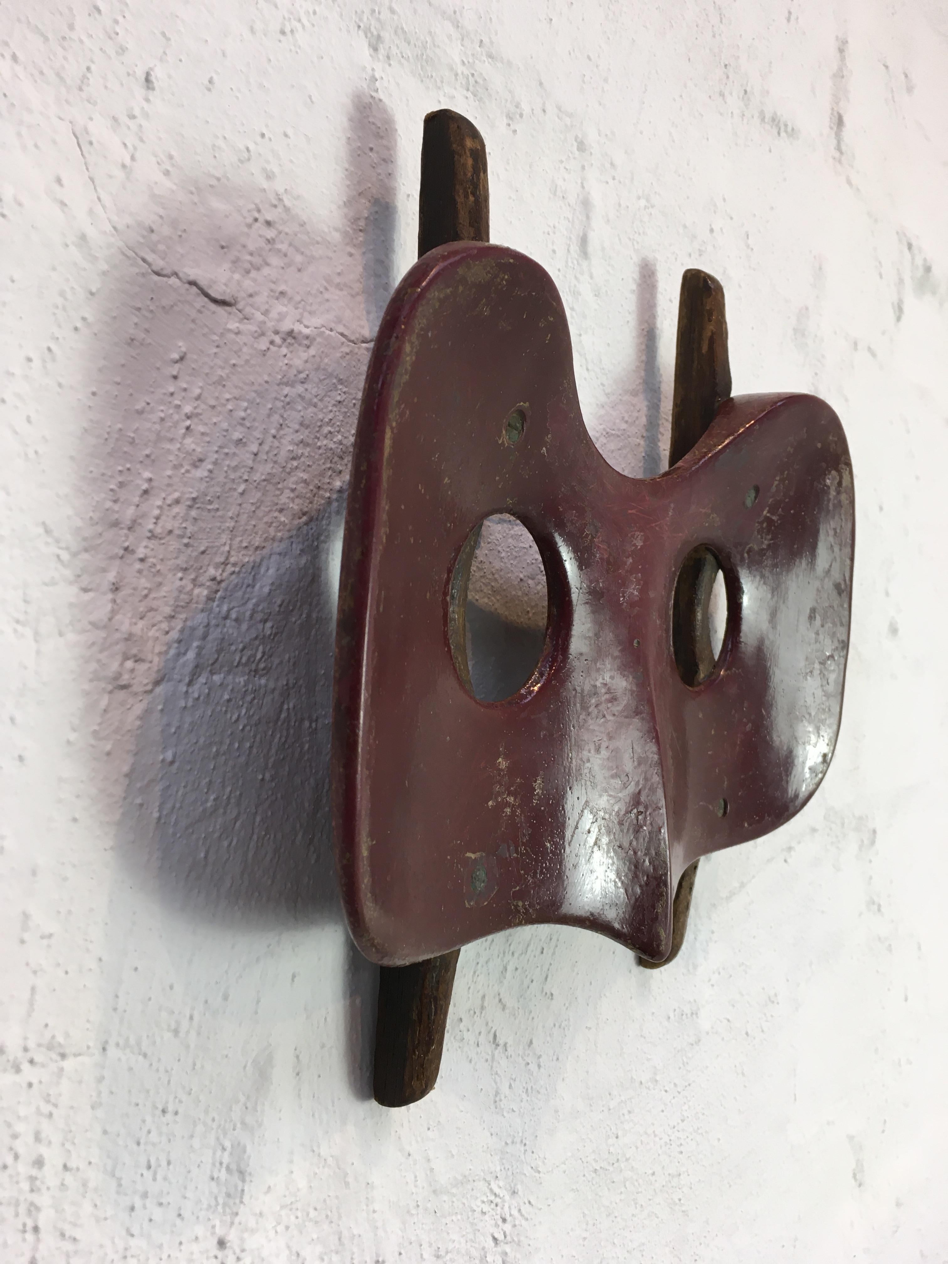 Fiberglass Vintage Maroon Sculptural Wall Hanging Found Object Melbourne 1940s